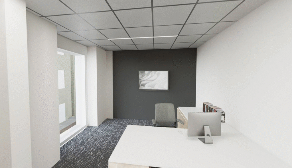 Luxury virtual tour office space with modern design and immersive 3D rendering